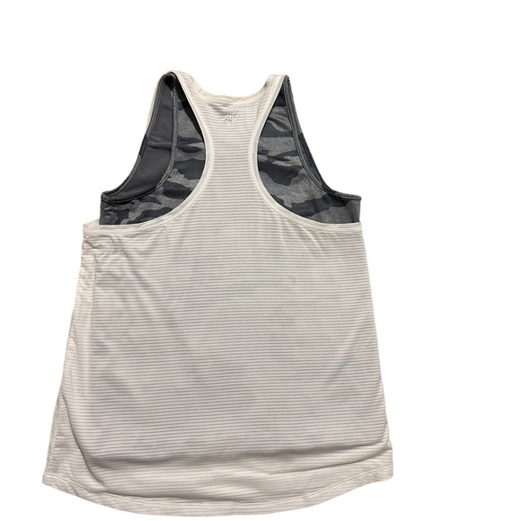 Athleta Girl Camo GRAY Large 14 Tie Breaker WHITE Tank Top - Picture 2 of 5